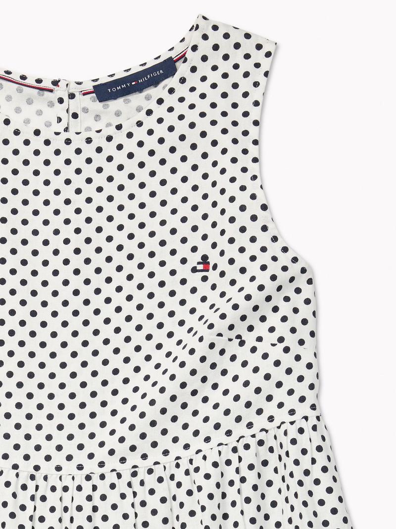 Női Tommy Hilfiger Tiered Dot Dresses Fehér Kék | HU 133PJJ